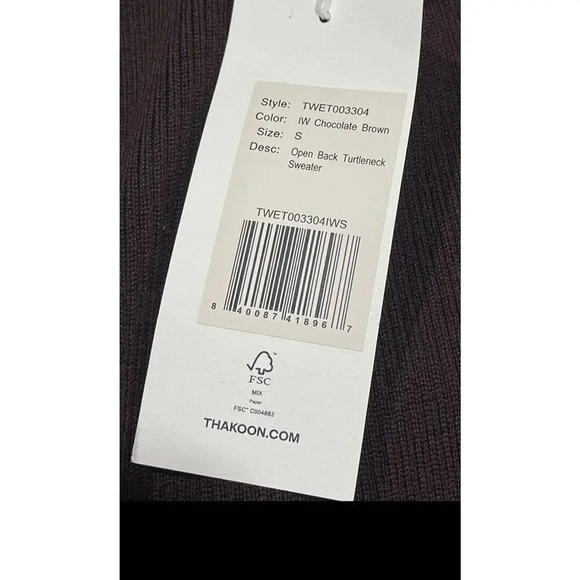 Thakoon Womens Chocolate Brown Open Back Turtleneck Sweater Wool Size S $195 - Picture 11 of 11